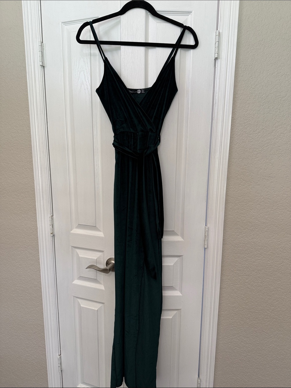 Boohoo Dark Green Velvet Wrap Maxi Dress